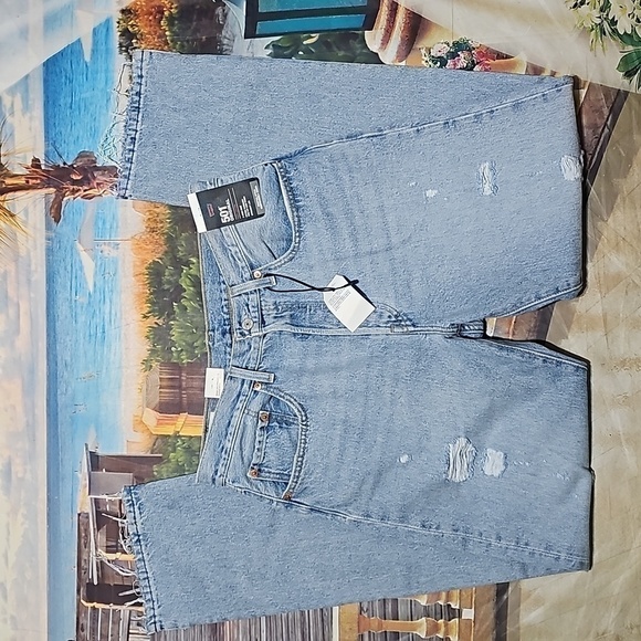 Levi's Premium 501 Distressed Raw Hem Straight Leg Jeans Size 30x32 NWT - Picture 1 of 9
